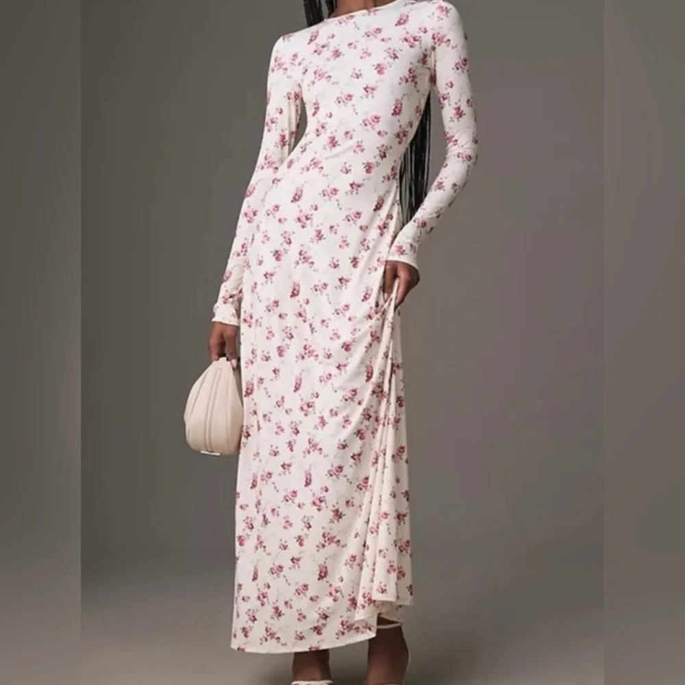 WeWoreWhat Cream Sheath Dress with Turtleneck and Bishop Sleeves - Picture 2 of 5
